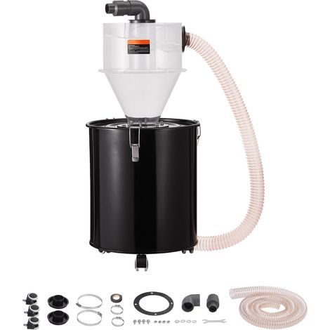 Séparateur cyclonique pour aspirateur en ABS transparent avec cuve métallique de 50 L sur roulettes et raccord de 50,8 mm pour atelier (1/5)