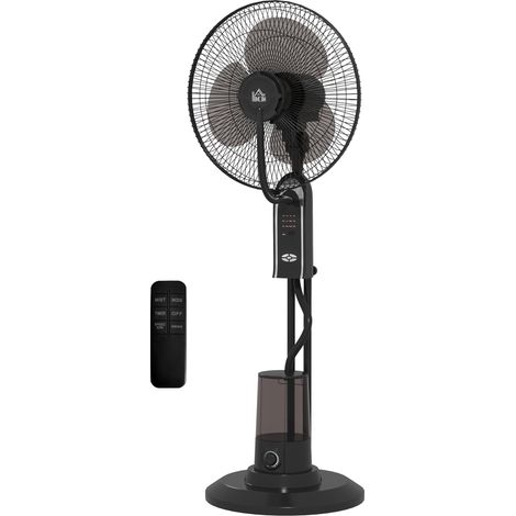 Ventilateur nébuliseur réglable 3 vitesses 3 modes, oscillation 75°, télécommande, noir