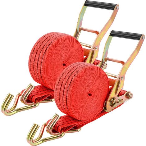 2x Spanngurte mit Ratsche 6m, 2000kg Bruchlast, Haken für Ankerschienen (1/5)