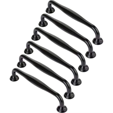 Black cabinet handles, made of durable and minimalist Ziny alloy, ideal for kitchen drawers (distance between black holes: 96 mm) (1/5)