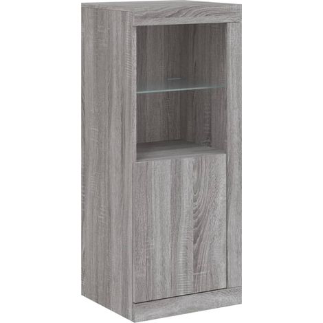 Credenza buffet cassettiera mobile contenitore organizer cucina soggiorno soggiorno con luci a LED sonoma 41 x 37 x 100 cm grigio 020030072