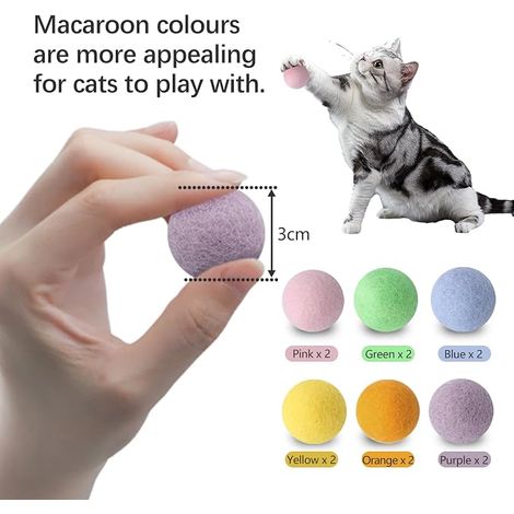 Cat Pompoms Soft Felt Balls for Cats Interactive Ball Kitten Indoor Kitten Toys Kicking Playing And Indoor Interacting (1/4)