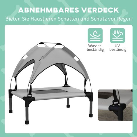 Lit pour chien avec toit, extérieur, pliable, imperméable, jusqu'à 30 kg, 61 x 46 x 63 cm, gris clair (1/5)