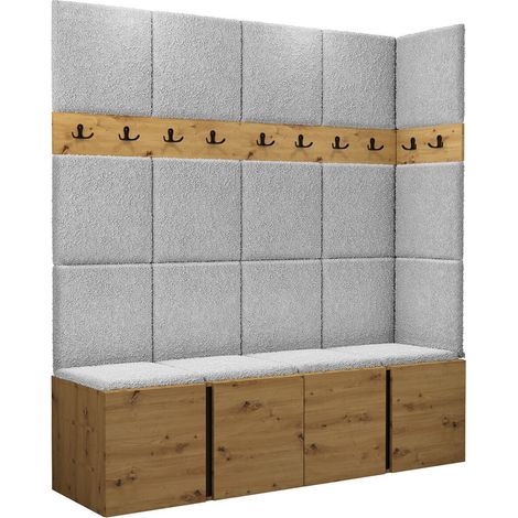 Conjunto para recibidor Pinis II, Abriamo 06, 186x168x46cm, Tapiz, Aglomerado laminado, Colocada, Montada en la pared (1/5)