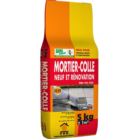 Mortier-Colle Blanc C2 5kg - Haute Performance, Adhérence Renforcée - Pose de Carrelage, Faïence et Grès Cérame - Murs et Sols Intérieurs/Extérieurs (1/3)