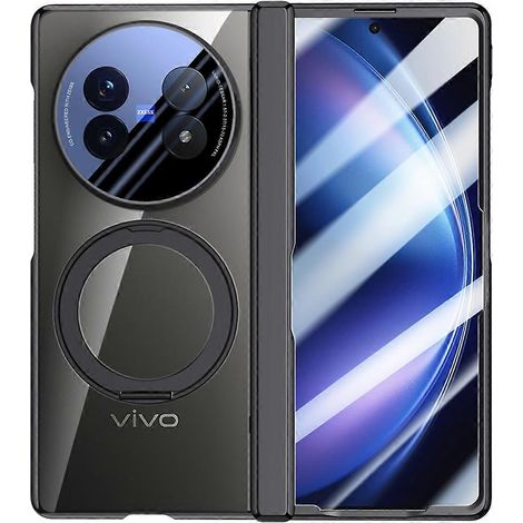 Étui de protection d'écran en polycarbonate noir électro-revêtu pour Honor Magic V5 5G compatible avec MagSafe.