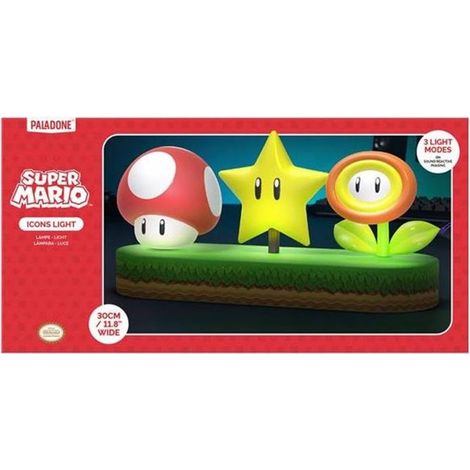 PaladoneSuper Mario Icon Light -de lampada da tavolo con licenza ufficiale de Mario Brothers, de decorazione della stanza de giochi e merchandise per ragazzi e ragazze, de accessorio de regalo de luc