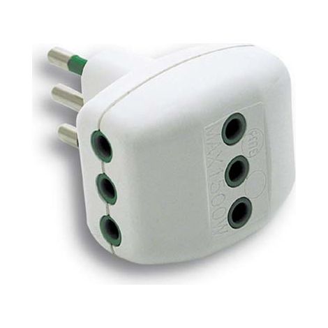 ADATTATORE TRIPLO 10A-10A FME - BIANCO 2P+T- 5 pezzi