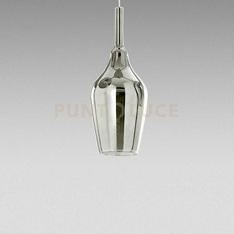 OFELIA S/12 MINI - VETRO CROMO SPECCHIATO E E PORTALAMPADA BIANCO 1 LUCE ATTACCO G9 CAVO TRASPARENTE SENZA BASE DI ATTACCO D.13CM H.33M