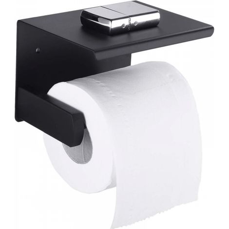 Porte-papier toilette en acier inoxydable avec couvercle supérieur, porte-papier hygiénique multifonction avec ou sans trous, avec vis adhésives, adapté à la cuisine, à la salle de bain et aux toilett (1/4)
