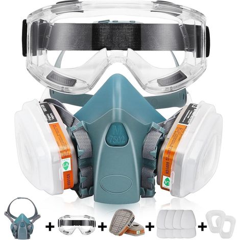 Chemikalien Atemschutzmaske Filterbox 8 Stück Baumwolle Brille Schutzgas (1/5)