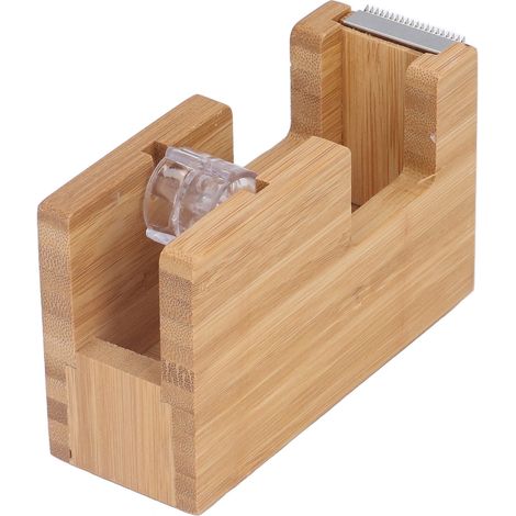 Distributeur de ruban adhésif de bureau, porte-ruban en bois de bambou, outil de papeterie (1/5)