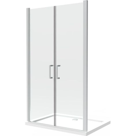 Duschtür mit zwei Pendeltüren aus 8 mm temperiertem Easy-Clean-Glas (130) CM.128,5-132,5 H 200 cm
