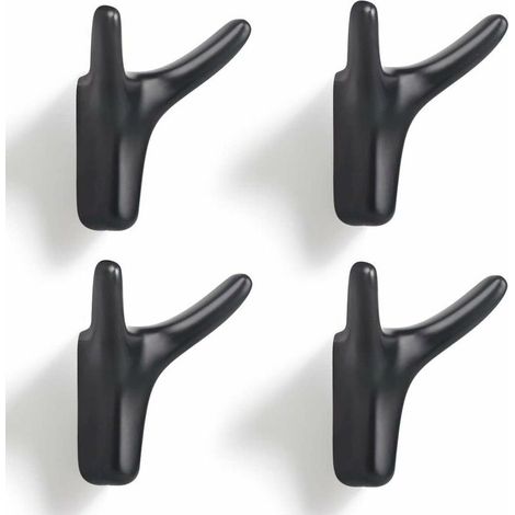 Ahlsen Stück Doppelwand-Kleiderhaken, robuster Wandhaken aus massiver Zinklegierung, Türhaken für Eingangsbereich, Schlafzimmer, Wohnzimmer, Küche, Schrauben im Lieferumfang enthalten (mattschwarz)