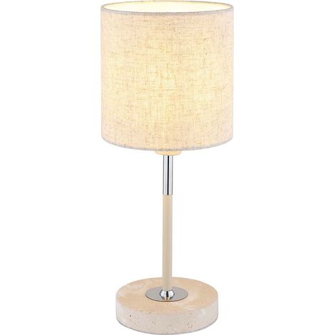 Tischleuchte Schalter Nachttischlampe Metall sandfarben matt Textil creme H 35cm (1/5)