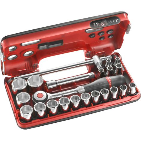 Scatola cricchetto maniglia rotante + 1/2 bussole esagonali 22 pezzi FACOM - S.360DBOX4PB