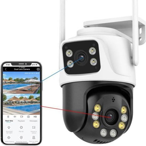 4K 8MP Caméra Surveillance WiFi Extérieure PTZ, 2.4/5Ghz WiFi, Détection Humaine/Véhicule, Suivi Automatique,Vision Nocturne Couleur (1/3)