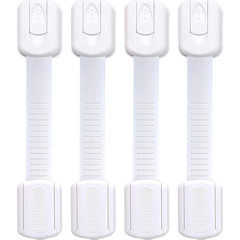 Serrure De Sécurité Pour Tiroir - Bande Adhésive Réglable 11,5 À 20,5 Cm - Pour Armoire Réfrigérateur Toilette - Lot De 4 (1/5)