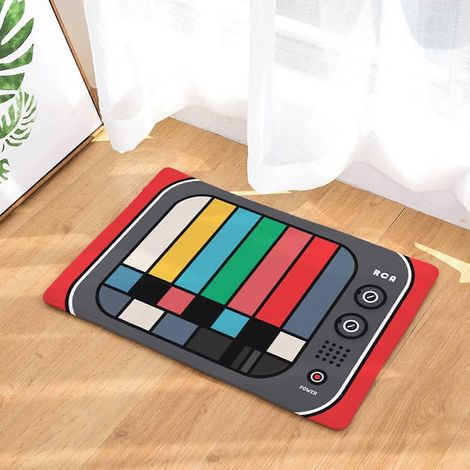 Tapis d'entrée d'intérieur antidérapant à motif de cassette audio vintage (1/2)