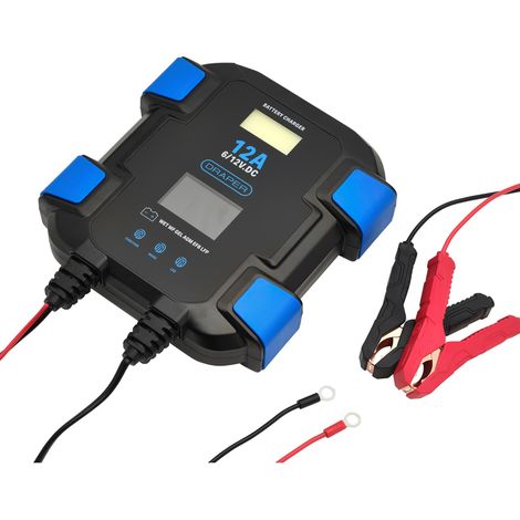 Draper 32283 12A 6/12V Smart Battery Charger with Light