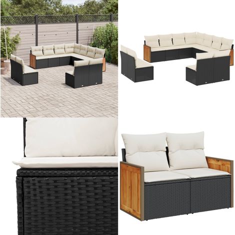 Salon de jardin 11 pcs avec coussins noir résine tressée - Ensemble Salon De Jardin - Meuble Extérieur - Salon De Jardin Design - Mobilier De Jardin - Set De Salon De Jardin - Home & Living (1/5)