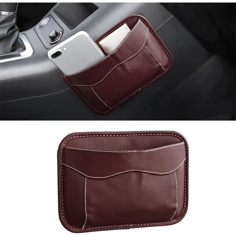 PU Petite Multifonctionnel Organiseur pour Voiture, Organiseur Latéral pour Siège de Voiture, PU Anti-Fuite Organiseur LatéRal pour SièGe de Voiture, pour Organiser Document(Rouge-Vin) (1/5)