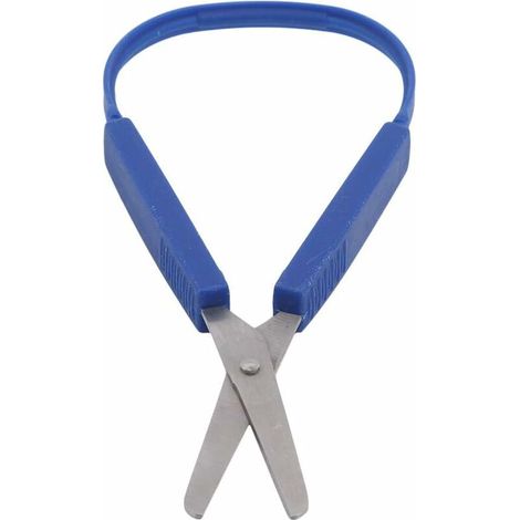 Tijeras De Bucle MINKUROW Para Niños, Tijeras Adecuadas, Fácil De Abrir Para Necesidades Especiales, Asas Abiertas De Punta Redonda De Seguridad, Azul (1/5)