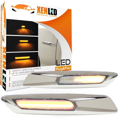 Répétiteurs latéraux LED Défilants BMW Série 1 et 3 E81, E82, E87, E88, E90, E91, E92, E93, E60 et E61- Chromée - Homologué ECE (1/5)