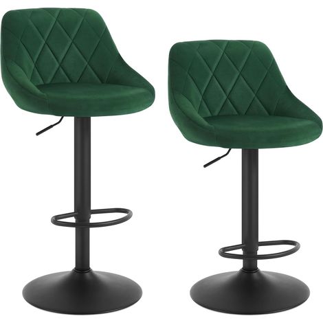 WOLTU bar stools Bar chairs Breakfast Dining stools 2 pcs Velvet Exterior Green (1/5)