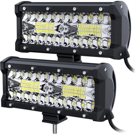 Phare de Travail LED 12V 2PCS 120W 7'' Projecteur Carré 24V lumière pour offroad Voiture camions SUV 4x4 tracteur, feu antibrouillard (1/5)