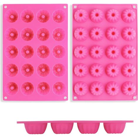 Silikon-Gugelhupfform klein – Paris-Savarin-Stil, antihaftbeschichtet, 29,8 × 19,9 × 2,2 cm, rosa