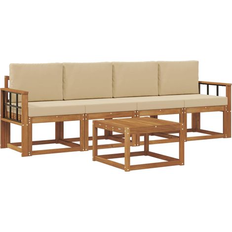 Ensemble de canapés d'extérieur 5 pcs Salon de jardin Naturel et Beige (1/5)