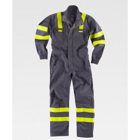 Buzo de algodón de alta visibilidad ignífugo y antiestático Work Flame WORKTEAM C5094 XXL Gris+Amarillo A.V.