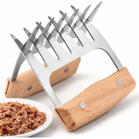 Lot de 2 griffes d'ours BBQ, griffes à viande en acier inoxydable, outils BBQ professionnels pour poulet, steak, porc - Accessoires pour barbecue (1/5)