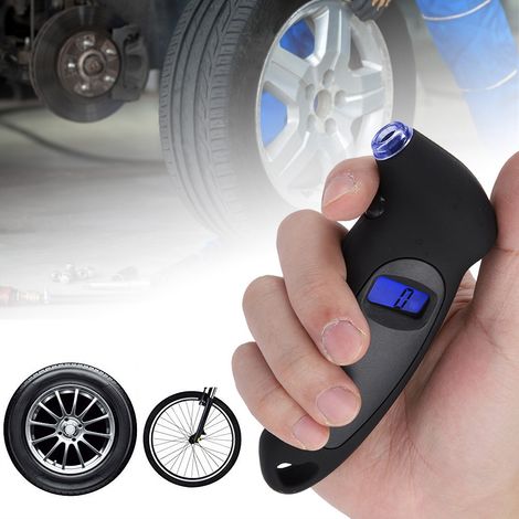 Jauge numérique de pression des pneus pour voiture, camion et vélo - Manomètre digital avec 4 réglages, testeur d'air en PSI, couleur noire (1/5)
