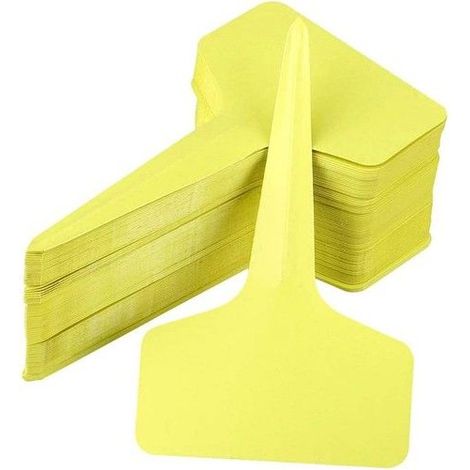Étiquettes de jardin - Lot de 100 pièces - Jaune - 6x10 cm - Plastique PP - Résistant aux intempéries - Imperméable (1/3)