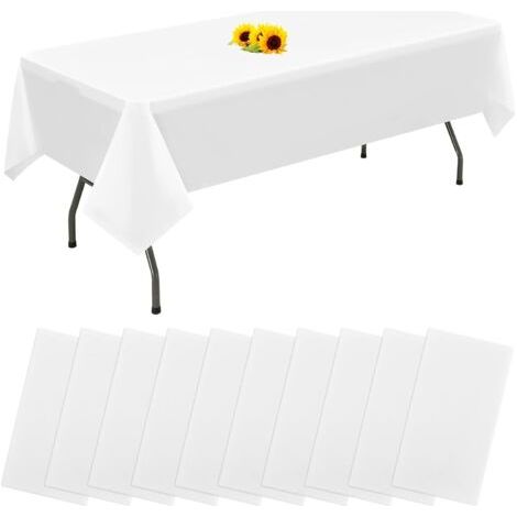 Lot de 2 nappes Rondes jetables en Plastique pour Tables Rondes, 152 x 152 cm, pour fêtes en Plein air, Anniversaires, Mariages, barbecues, fêtes prénuptiales, fêtes prénatales (1/5)