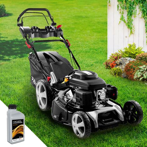 BRAST Benzin Rasenmäher mit Antrieb   5,2kW (7PS)   55cm Schnittbreite   TÜV   30-80mm Schnitthöhe   60L Fangkorb   4 Takt OHV Motor   Stahlgehäuse   Power (1/5)