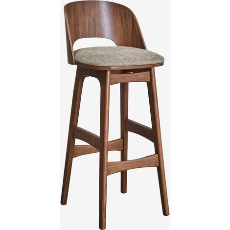 Tabouret haut Juna en bois et tissu d'ameublement SKLUM ↑75 cm (1/5)