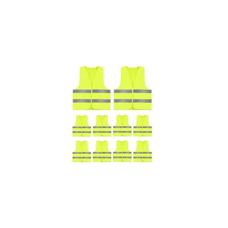 Lot de 10 Gilets Jaunes de Sécurité Réfléchissants Haute Visibilité, Gilet Jaune Adulte et Enfant, G/ilet Jaune Voiture, Gilet Réfléchissant Fluorescent pour Vélo, Chantier (1/5)