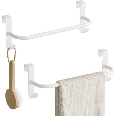 2 Pcs Accroche Porte Torchon Cuisine avec 2 Crochets 29CM Blanc (1/5)