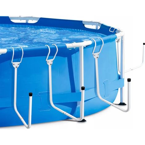 Lot de 4 supports de bâche de piscine solaires avec crochets réglables en forme de U pour piscines hors sol encadrées, faciles à installer et à ranger (blanc) (1/5)