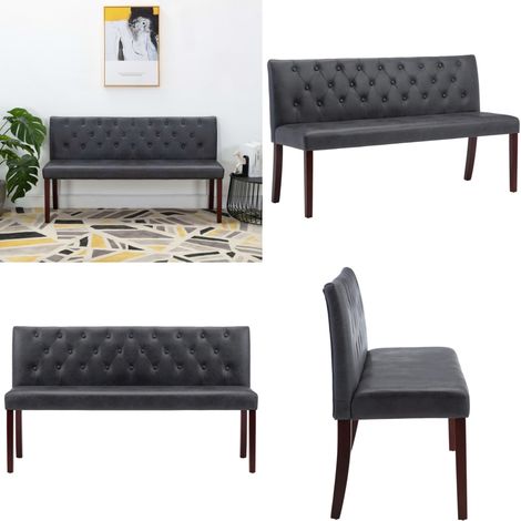 Sitzbank 148,5 cm Grau Wildleder-Optik - Wildleder Optik Sofa - Grau Couch - Wohnzimmersofa - Flurbank - Vintage Bank - Home & Living (1/5)