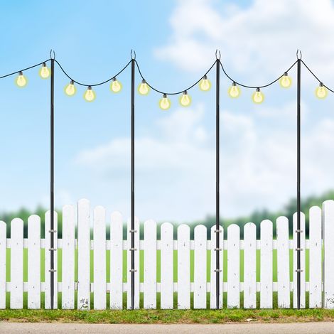 Lot de 4 poteaux d'éclairage d'extérieur, supports d'éclairage de terrasse de 3 m pour fêtes, Noël et mariages, Luminaire (1/5)