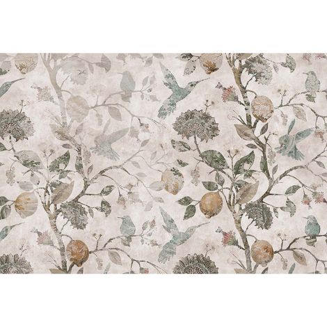 Papier peint panoramique oiseaux beige & marron Tapisserie panoramique beige fleurie chambre adulte Papier peint panoramique cuisine (1/2)