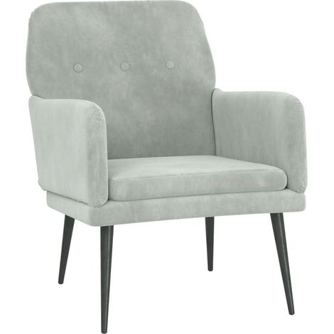 Fauteuil relax Fauteuil Gris clair 62x79x79 cm Velours (1/5)