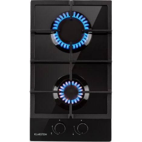 Klarstein Gas Cooker, 2 Burners Gas Hob, 4000W Built In Two Ring Electric Hob, Campervan Cooktops Gas Cookers, Stainless Steel Glass Top Wok Burner, 2 Ring Kitchen Stoves LPG Cooker Gas Burners Units