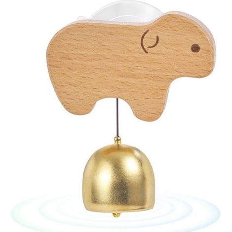Sonnette De Porte - Ventouse En Bois Et Laiton - Pour Commerce Boutique Maison - Design Mouton - 1 Pièce (1/5)