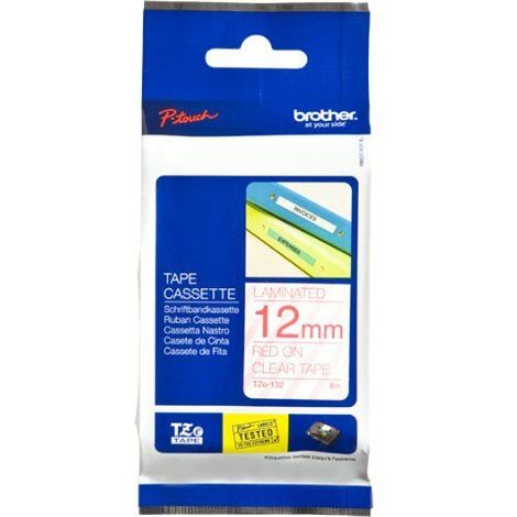 BROTHER Cinta laminada transparente/rojo 12 mm (1/5)