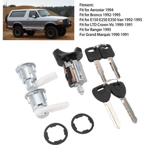 Juego de cilindros de encendido y cerradura de puerta con llaves, F2UZ1522050A, de alto rendimiento para Bronco Ranger Aerostar (1/5)